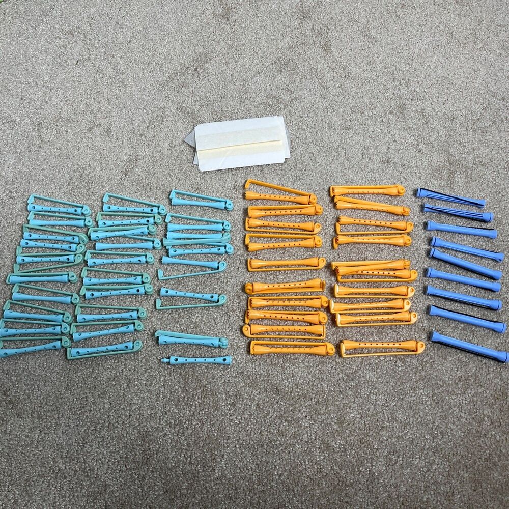 VTG 50+ Mixed Perm Rods Cosmetology Student Salon Hair Curler‎ + End Paper